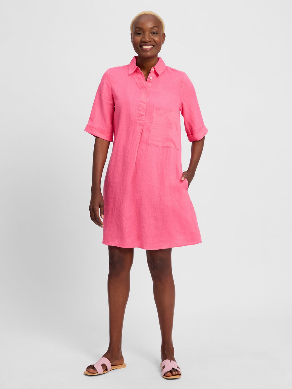Marie Lund Freizeitkleid aus Leinen Damen pink, 36