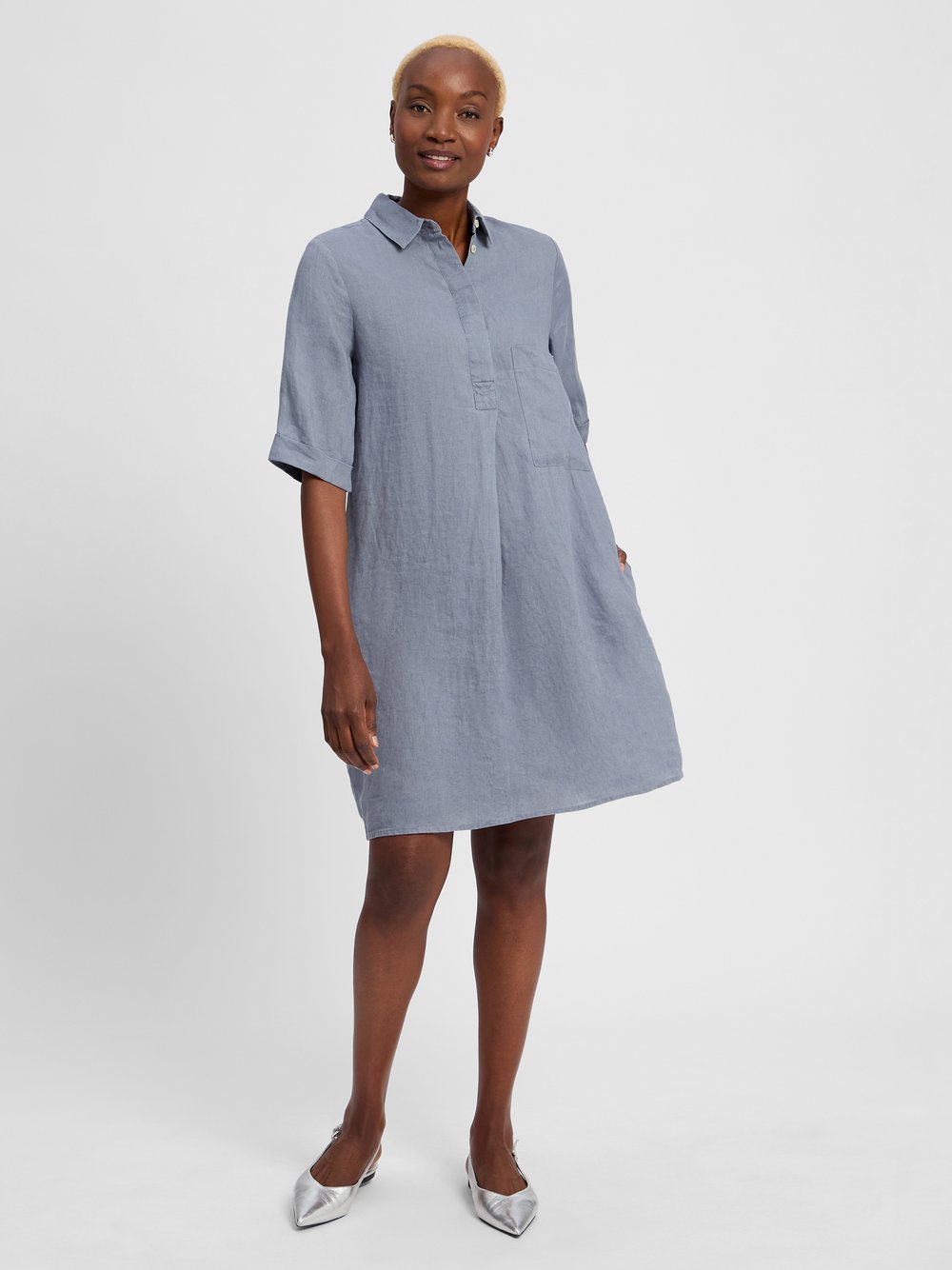 Marie Lund Freizeitkleid aus Leinen Damen grau, 40