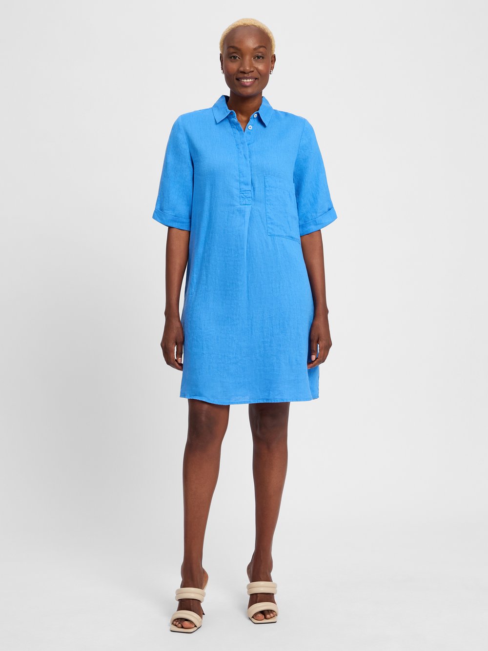 Marie Lund Freizeitkleid aus Leinen Damen blau, 46