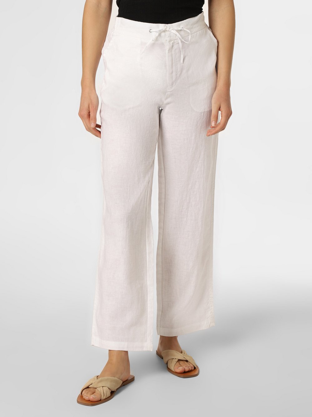 Fynch-Hatton - Damskie spodnie lniane, biały