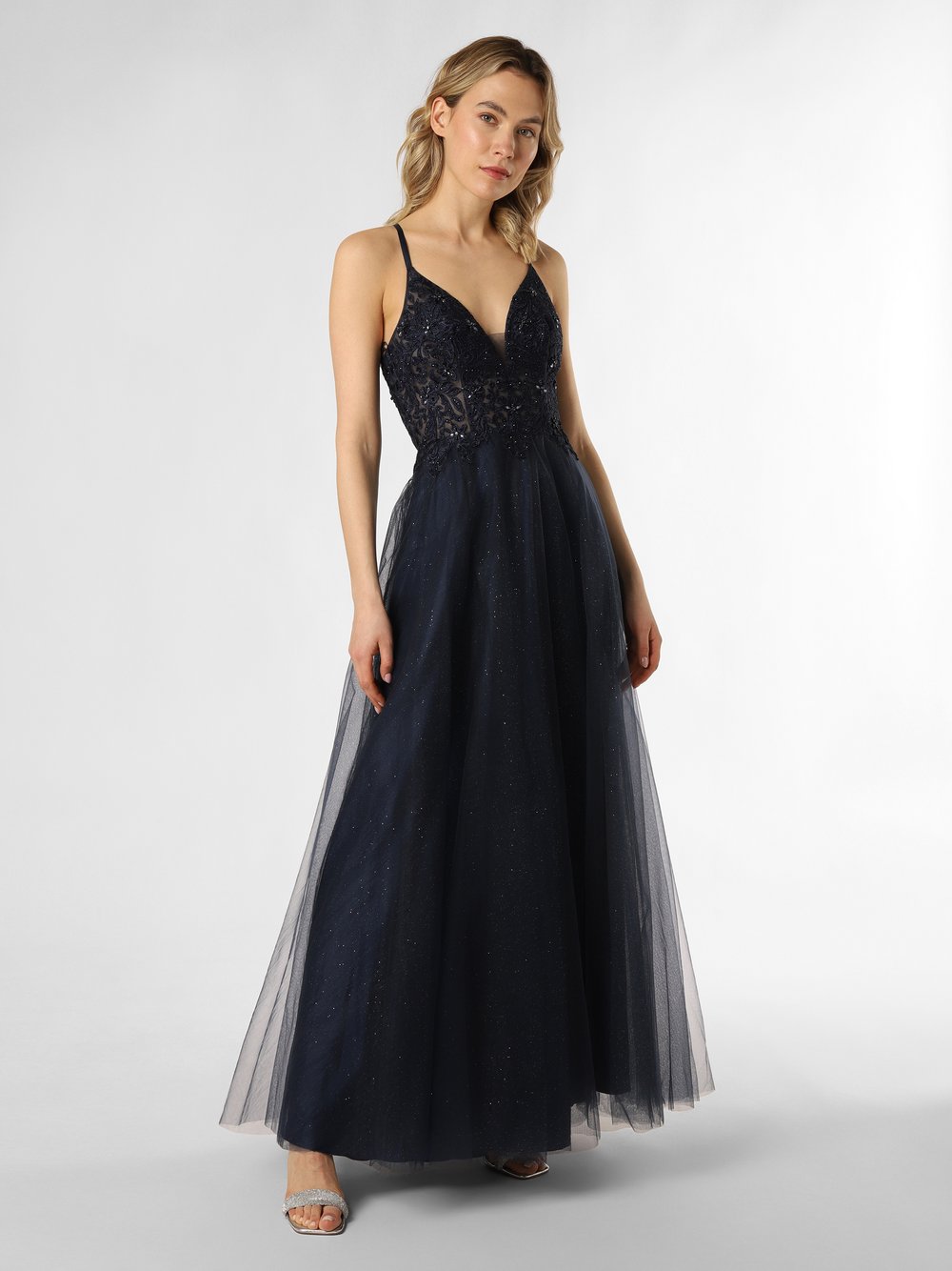 Obraz przedstawiający Luxuar Fashion Damska sukienka wieczorowa Kobiety Sztuczne włókno niebieski jednolity, 32