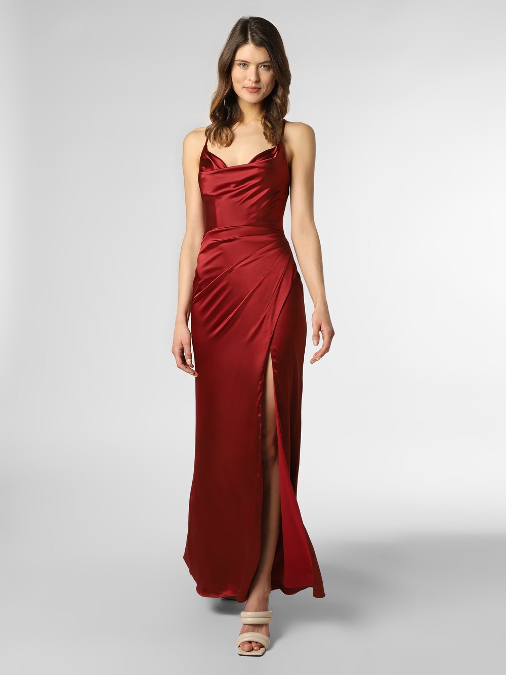 Obraz przedstawiający Luxuar Fashion Damska sukienka wieczorowa Kobiety Satyna czerwony jednolity, 34