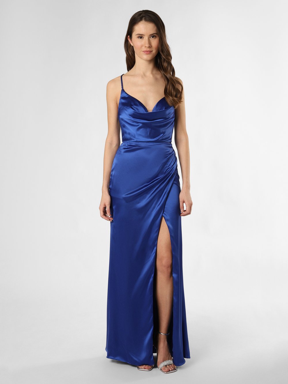 Obraz przedstawiający Luxuar Fashion Damska sukienka wieczorowa Kobiety Satyna niebieski jednolity, 34