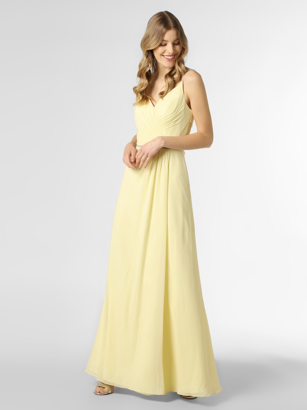 Luxuar Fashion - Damska sukienka wieczorowa, żółty