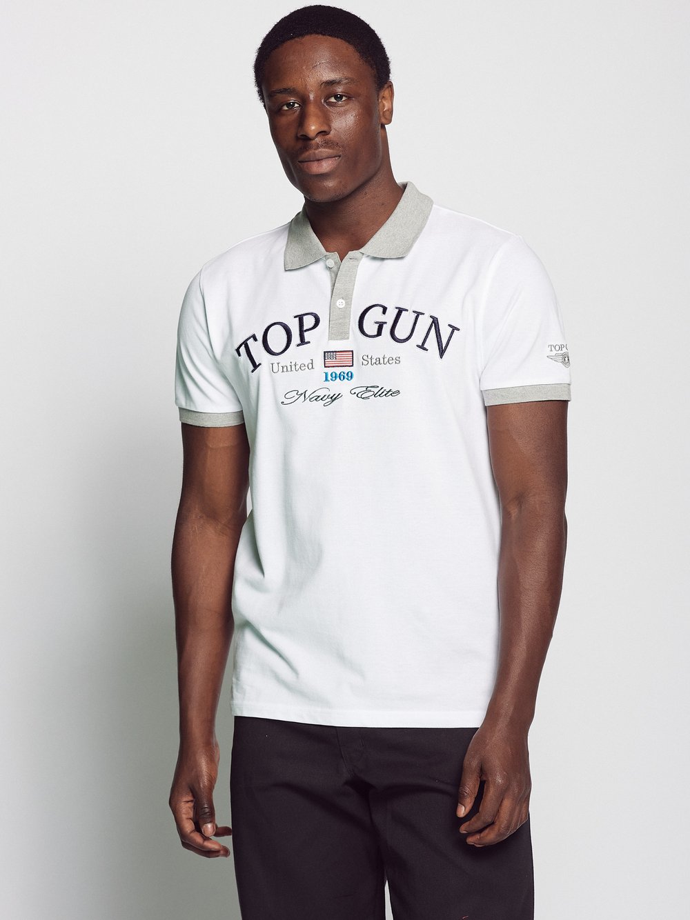 Topgun Polo Herren Baumwolle weiß, S