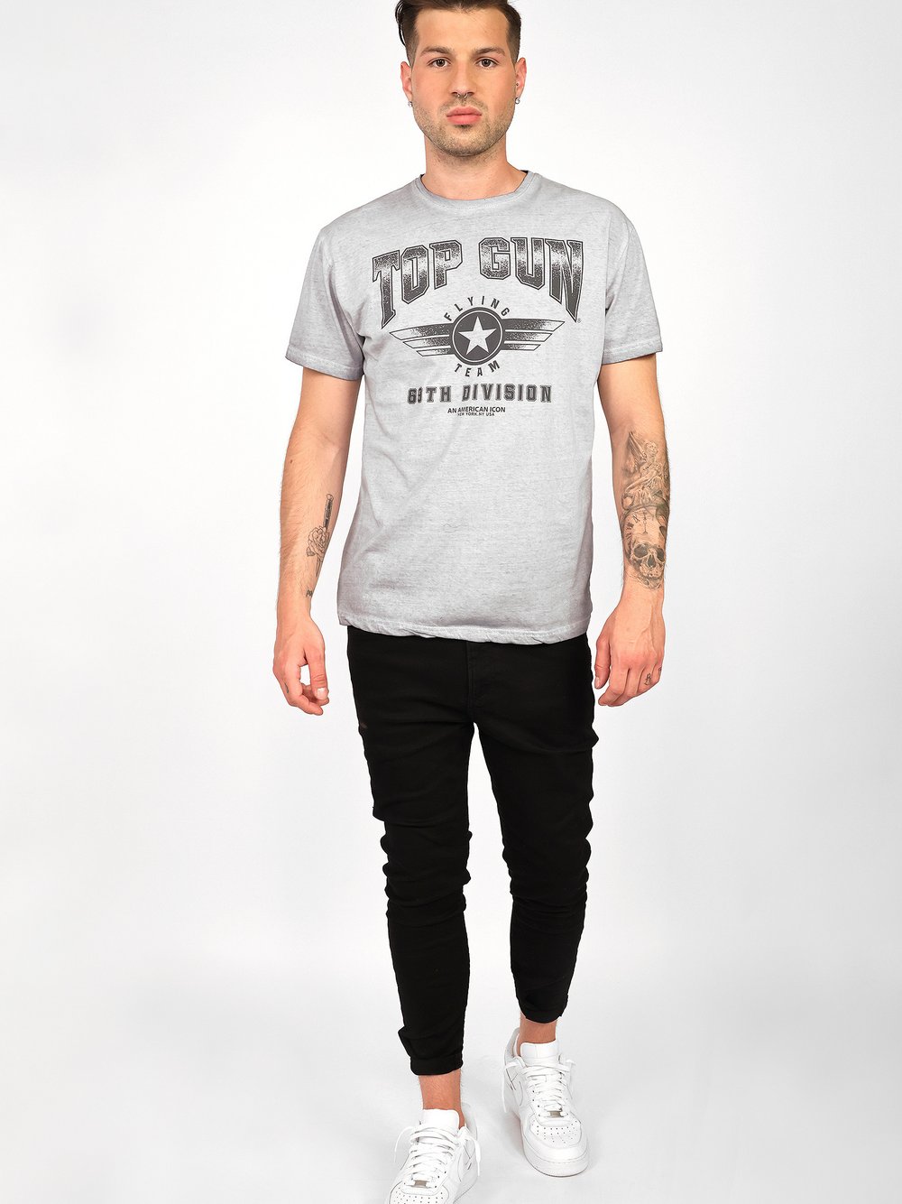 Topgun T-Shirt Herren Baumwolle grau, XXL