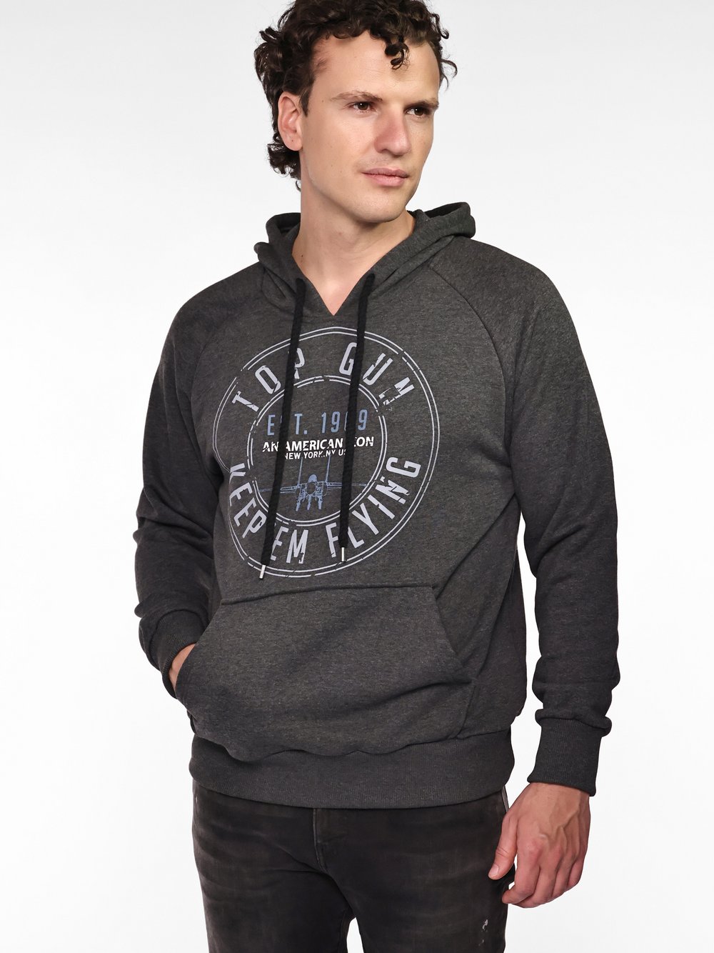 Topgun Hoodie Herren Baumwolle grau, S