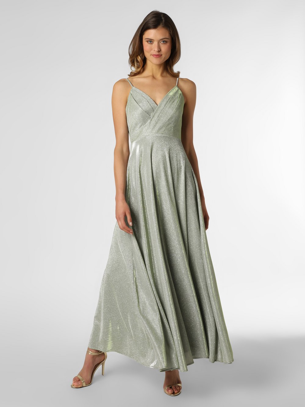 Marie Lund - Damska sukienka wieczorowa, zielony|srebrny