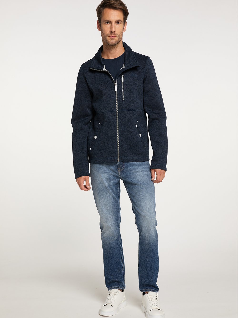 ICEBOUND Strickfleecejacke Herren blau meliert, M