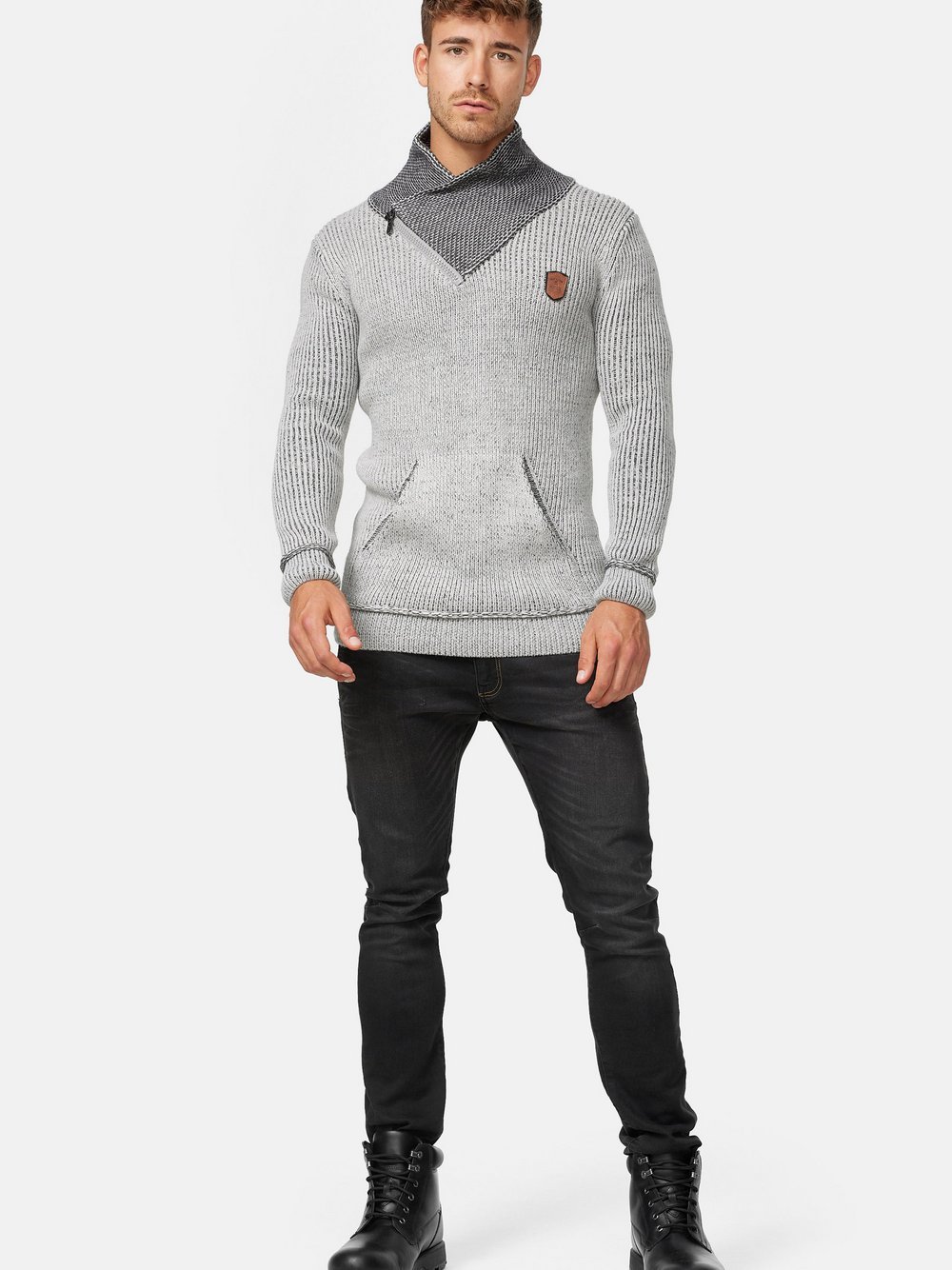 Indicode Strickpullover Herren grau, M