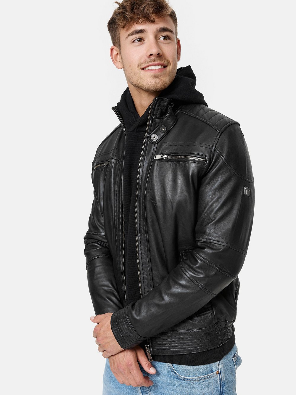 Indicode Echtlederjacke Herren Leder schwarz, M