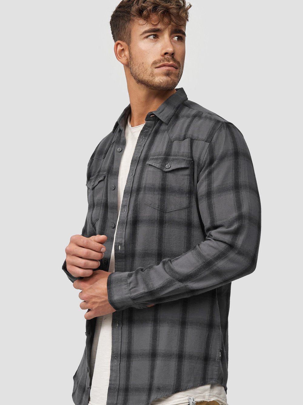 Indicode Hemd Langarm Herren Regular Fit Baumwolle grau, XL