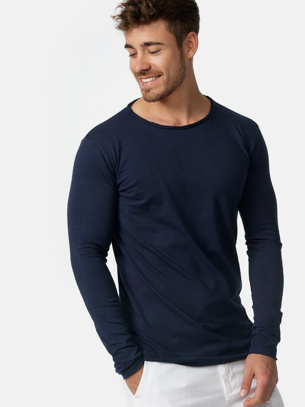 Indicode Langarmshirt Herren Baumwolle blau, XXL