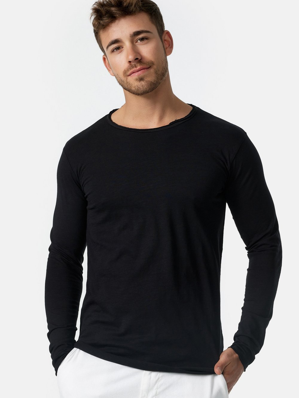 Indicode Langarmshirt Herren Baumwolle schwarz, XL