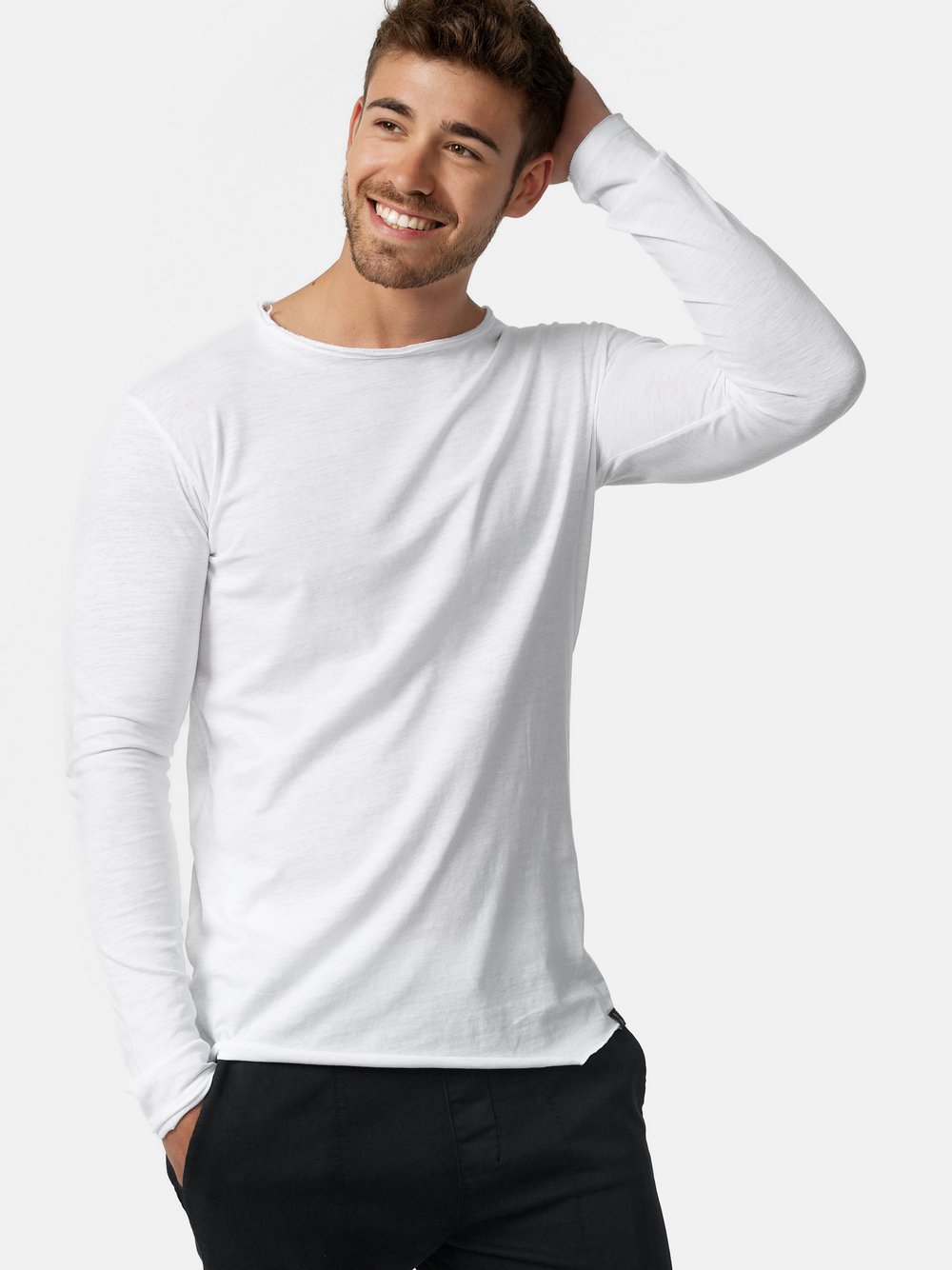 Indicode Langarmshirt Herren Baumwolle weiß, XXL