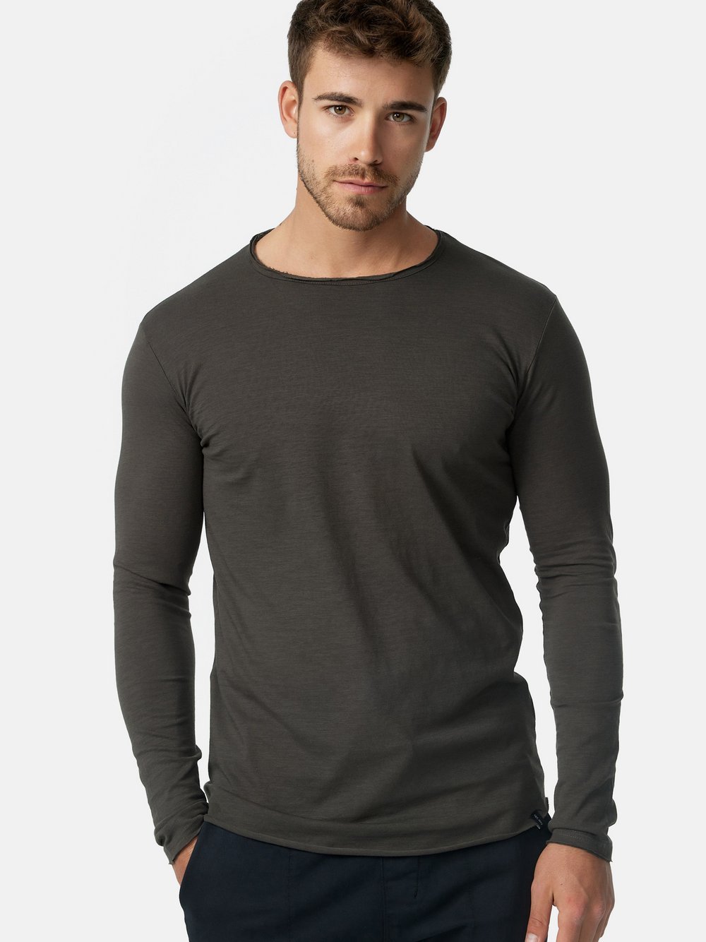 Indicode Langarmshirt Herren Baumwolle grau, L