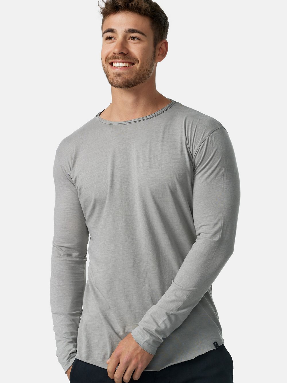 Indicode Langarmshirt Herren Baumwolle grau, XXL