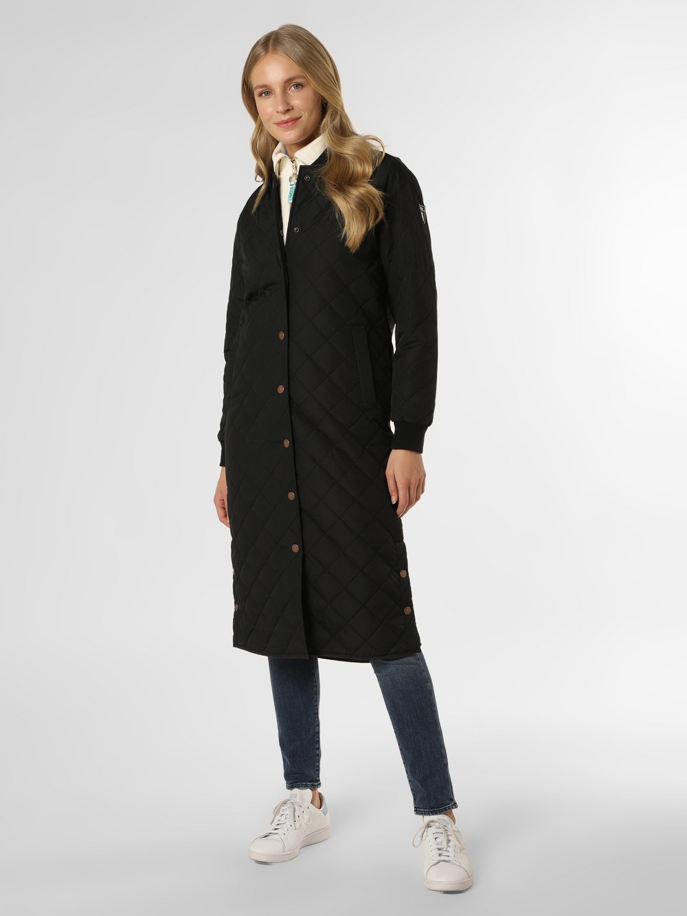 Derbe - Damski płaszcz funkcyjny – Quiltby Long, czarny