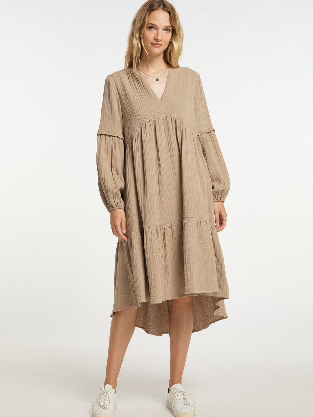 Dreimaster Midikleid Damen Baumwolle beige, M