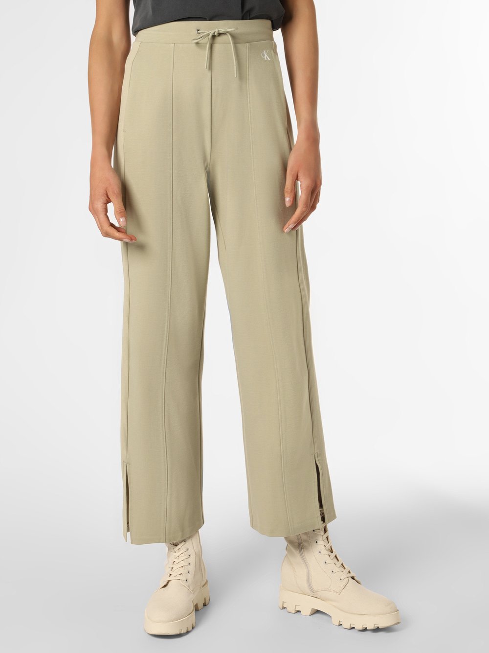 Calvin Klein Jeans - Damskie spodnie dresowe, zielony|beżowy