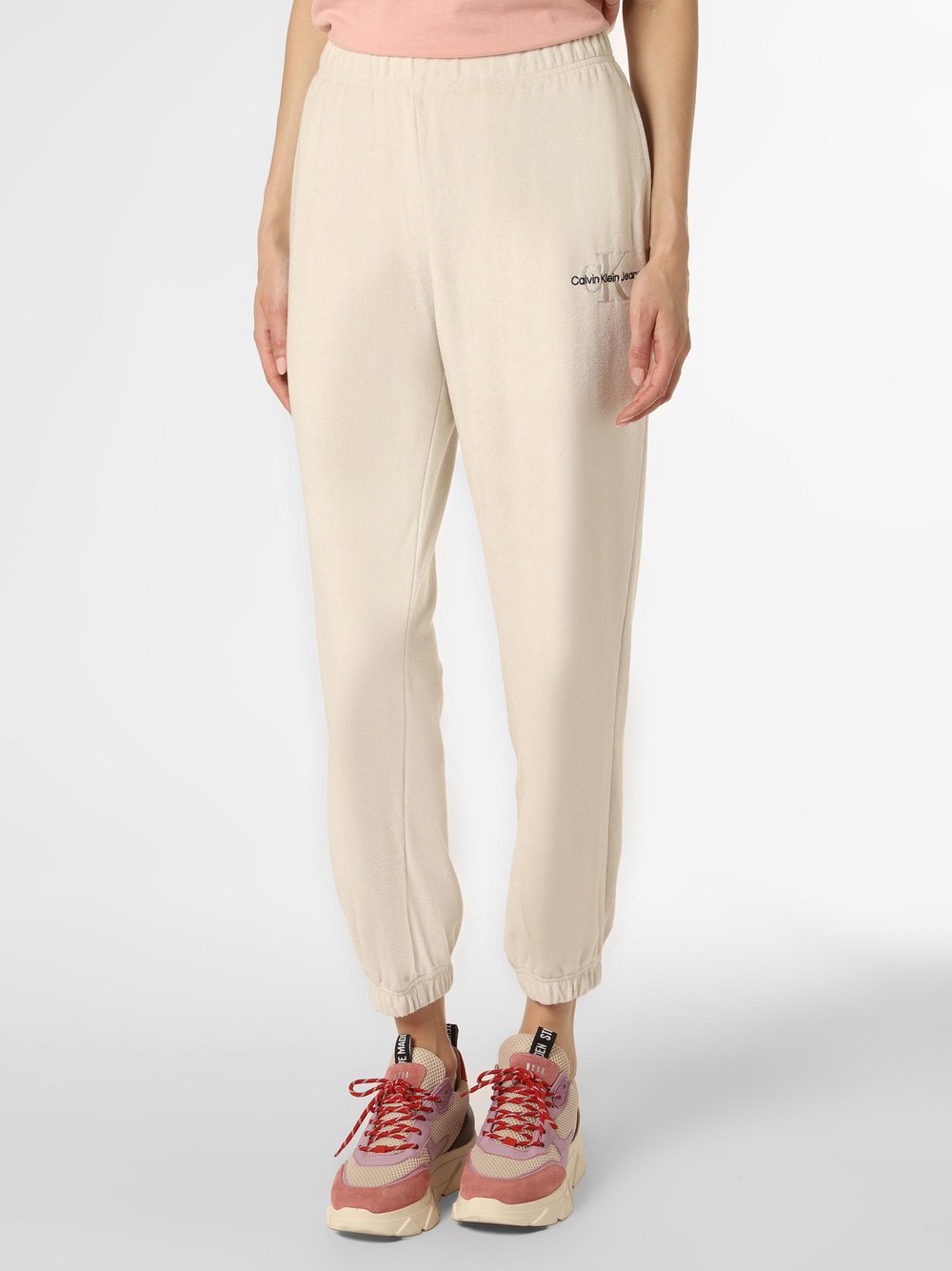 Calvin Klein Jeans - Damskie spodnie dresowe, beżowy|szary