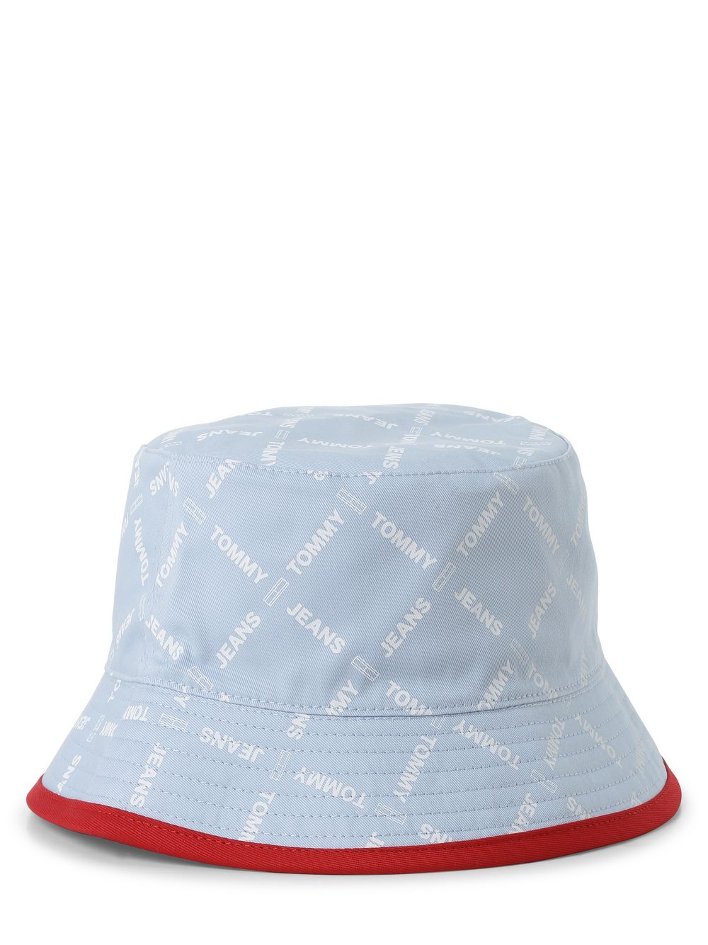 Tommy Jeans - Damski bucket hat z dwustronnym wzorem, niebieski|czerwony|biały