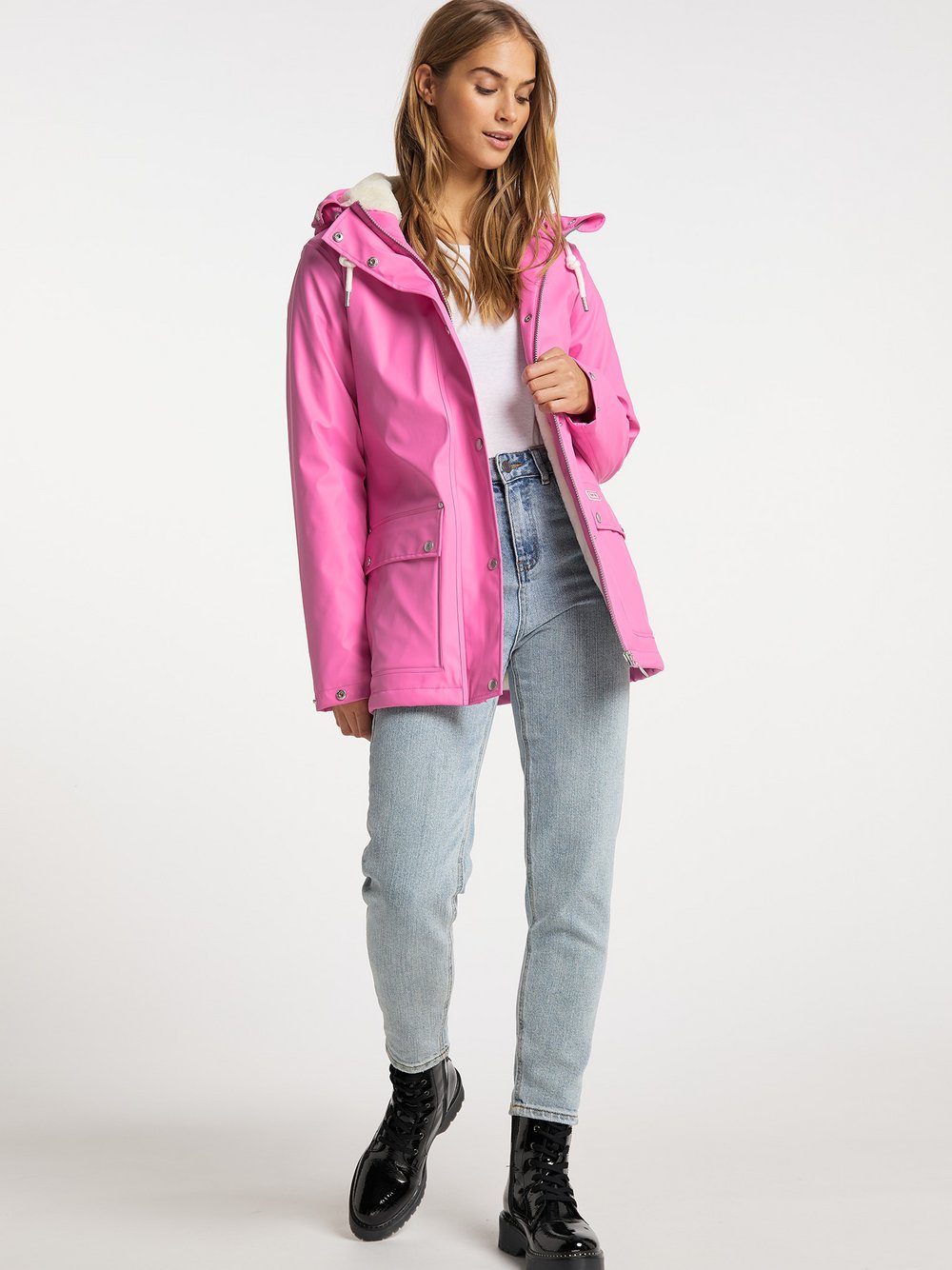 MyMo Regenjacke mit Faux-Fur Innenfutter Damen rosa, M