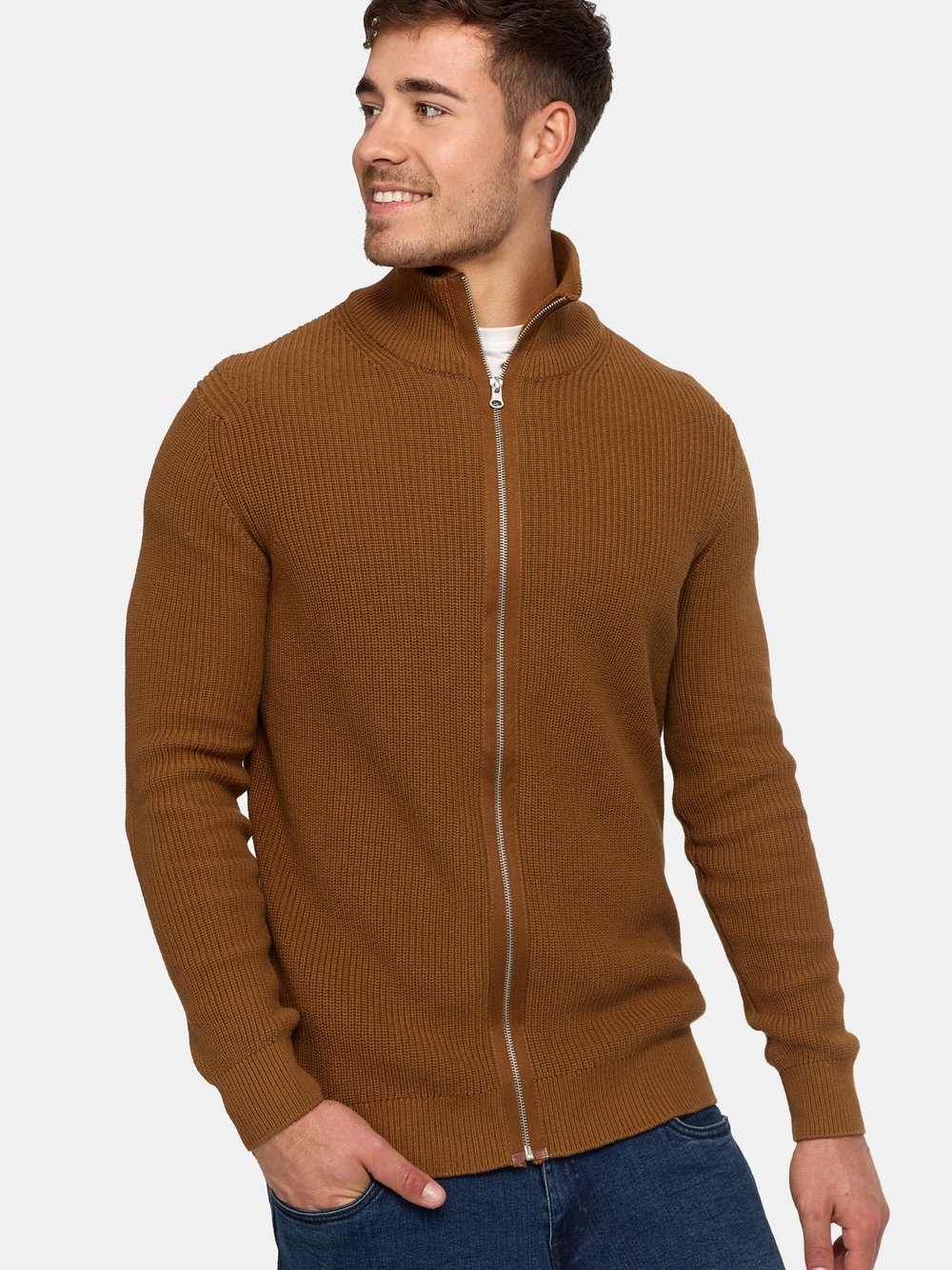 Indicode Strickjacke Herren Baumwolle braun, XXL