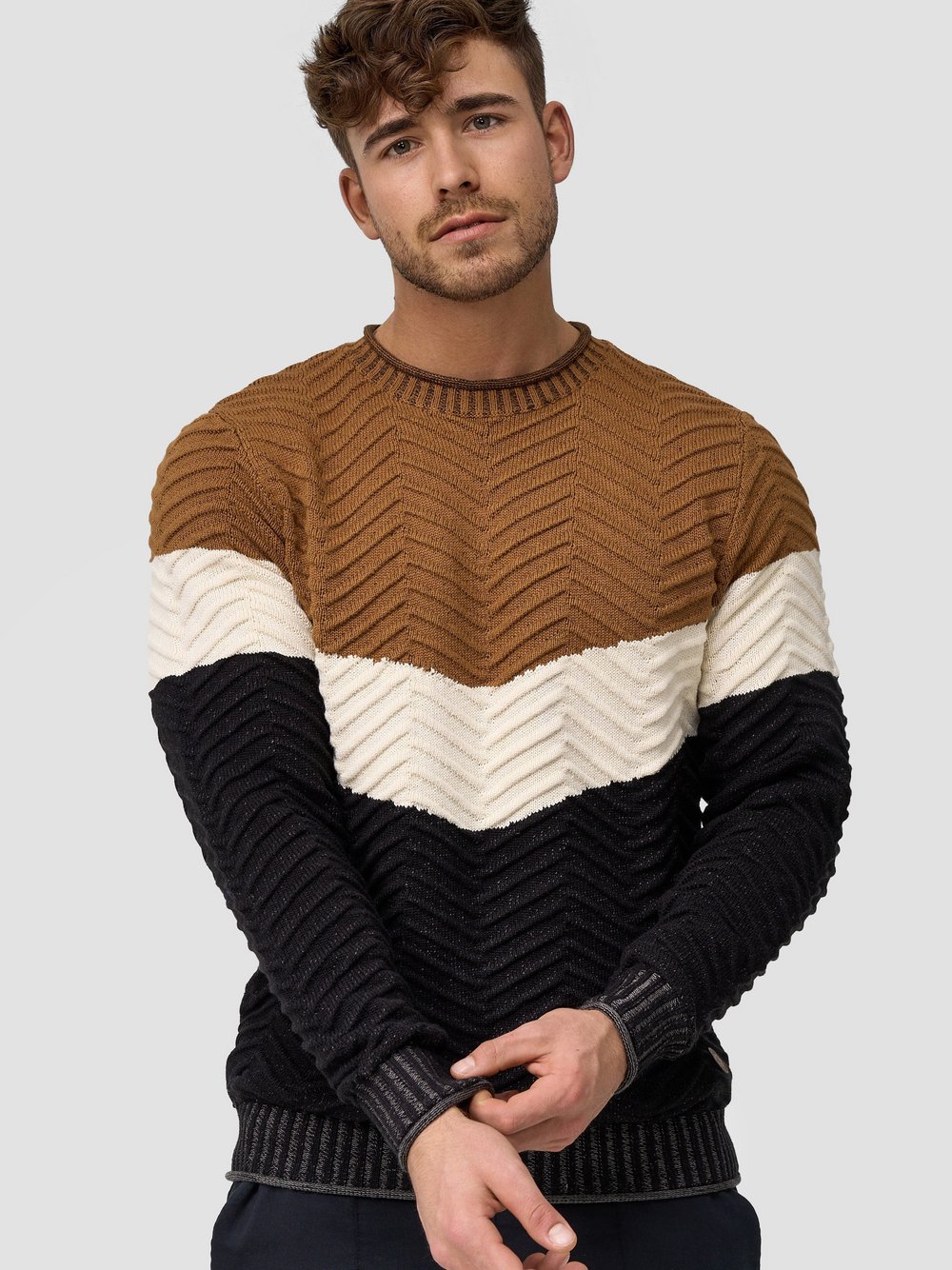 Indicode Strickpullover Herren Baumwolle braun, XXL