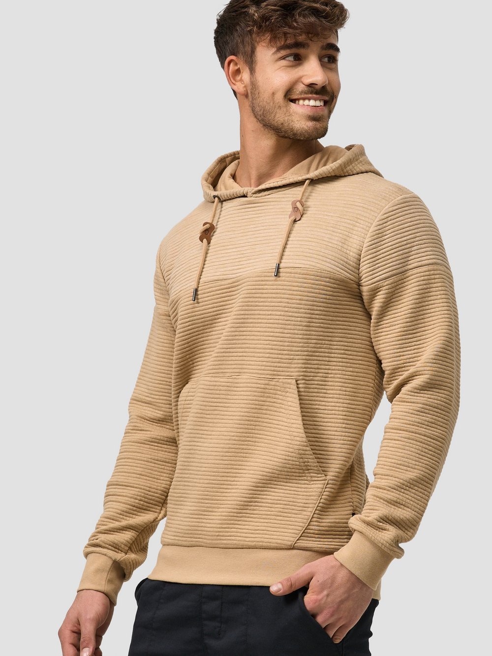 Indicode Kapuzenpullover Herren Baumwolle beige, XXL