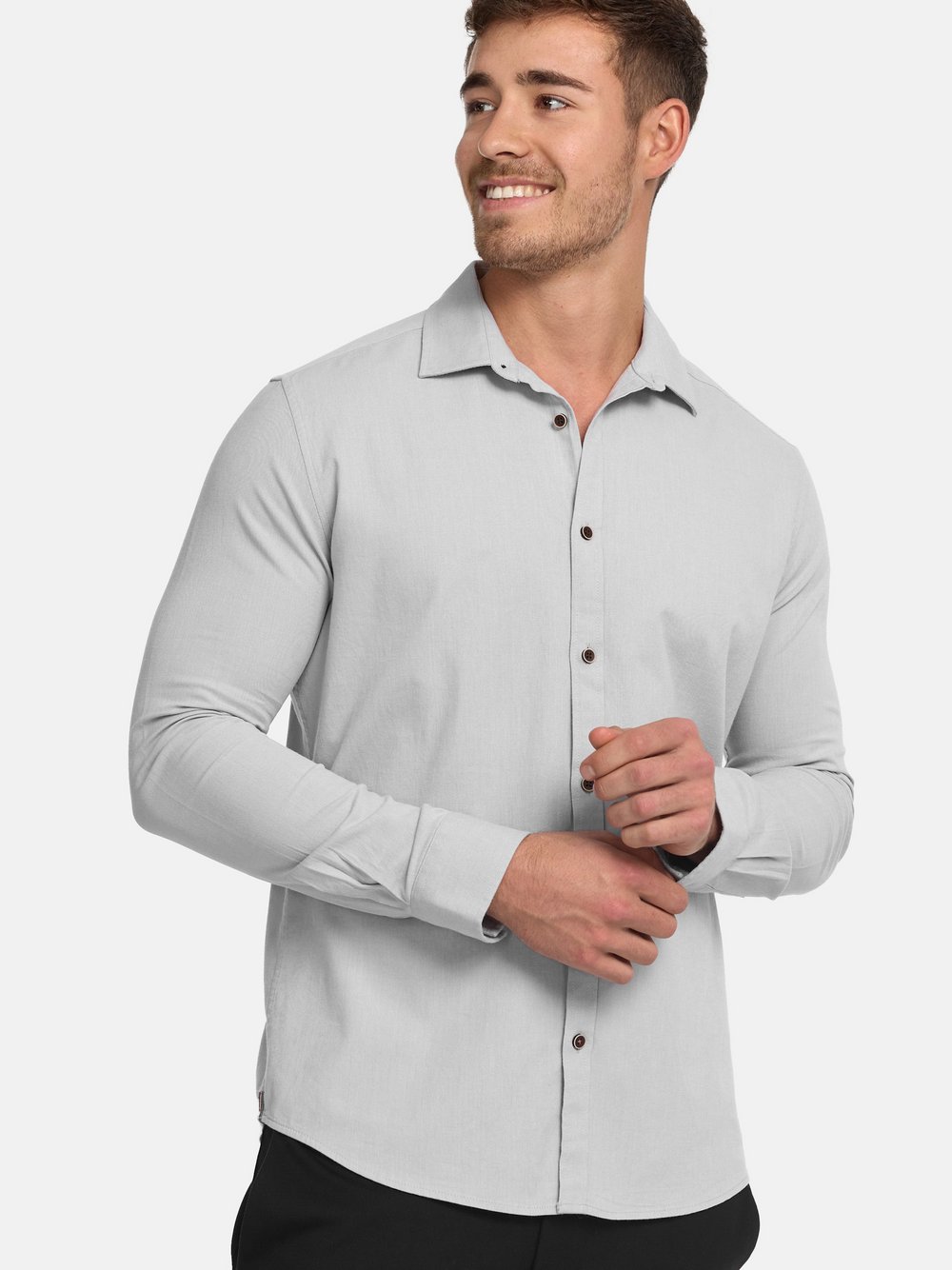 Jeff Hemd Herren Regular Fit Baumwolle grau, L