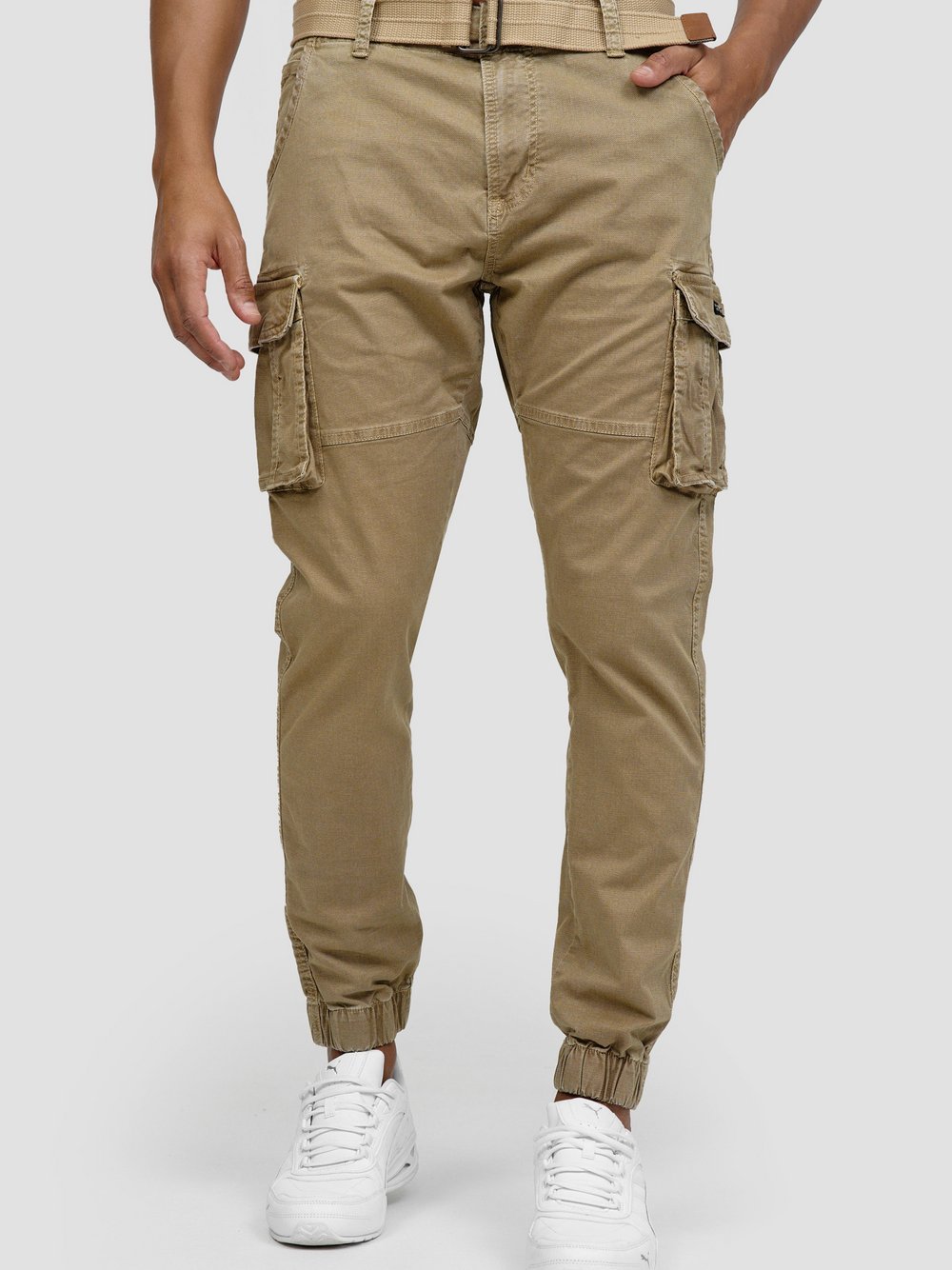 Indicode Cargohose Herren Baumwolle beige, M