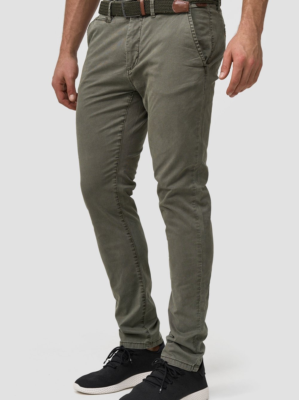 Indicode Chinohose Herren Baumwolle grün, 28-32