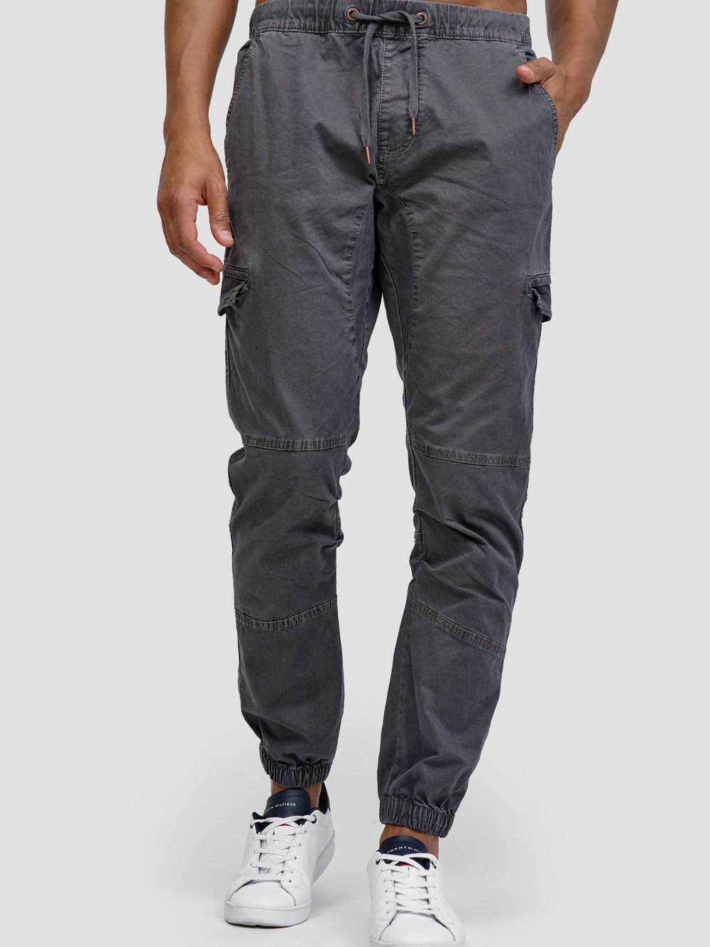 Indicode Cargohose Herren Baumwolle grau, M