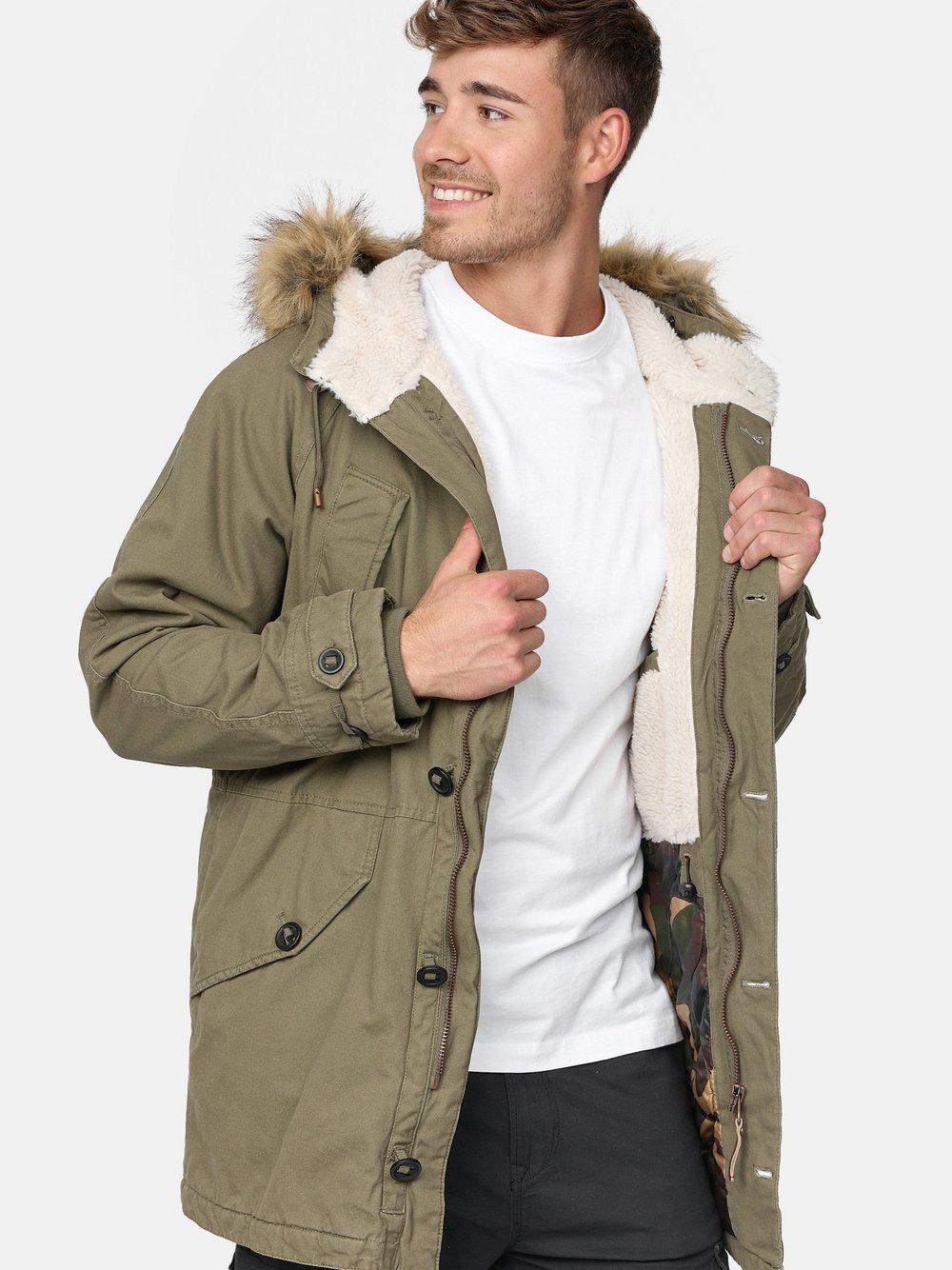 Indicode Parka Herren Baumwolle grün, XL