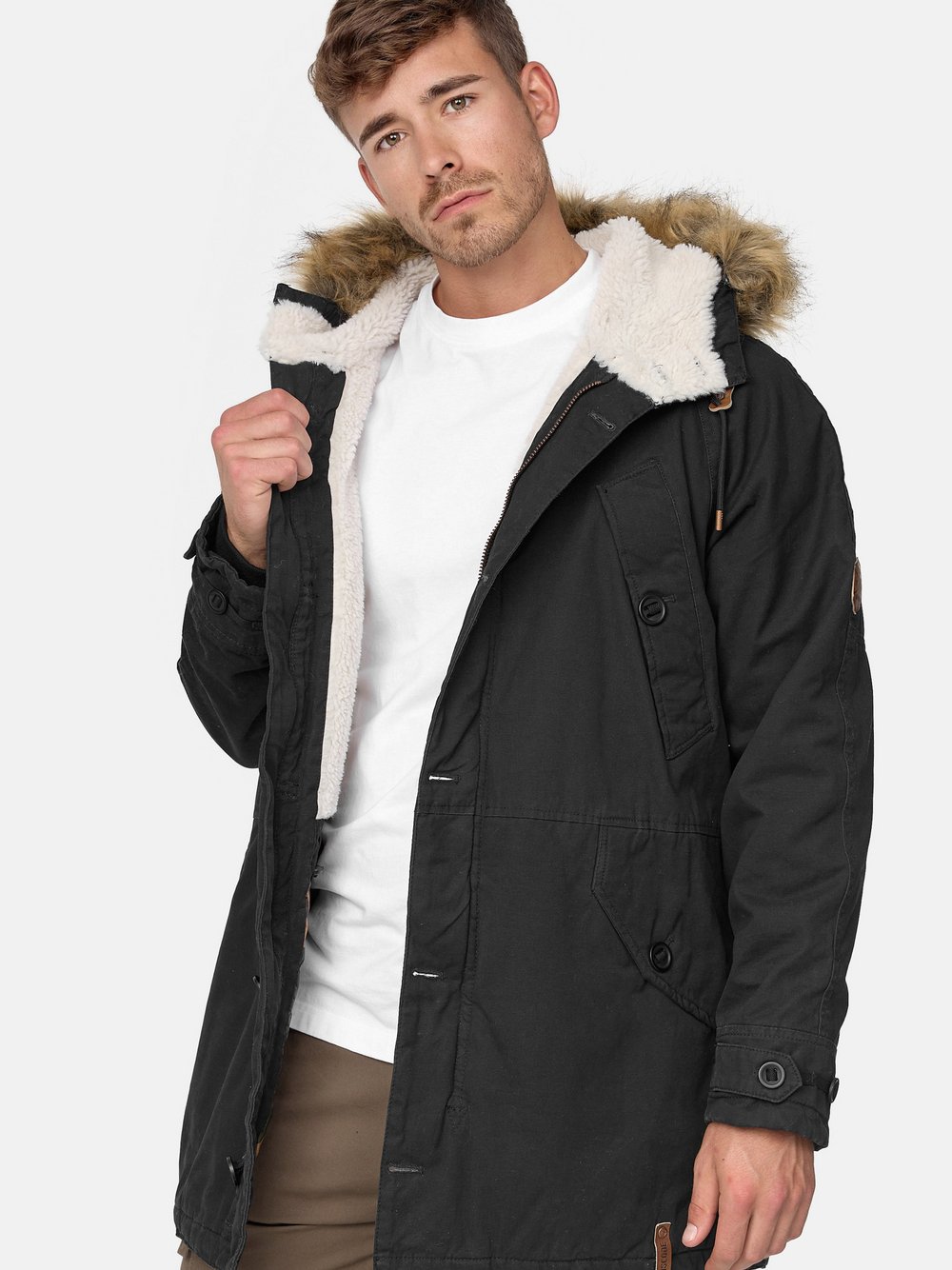 Indicode Parka Herren Baumwolle schwarz, M