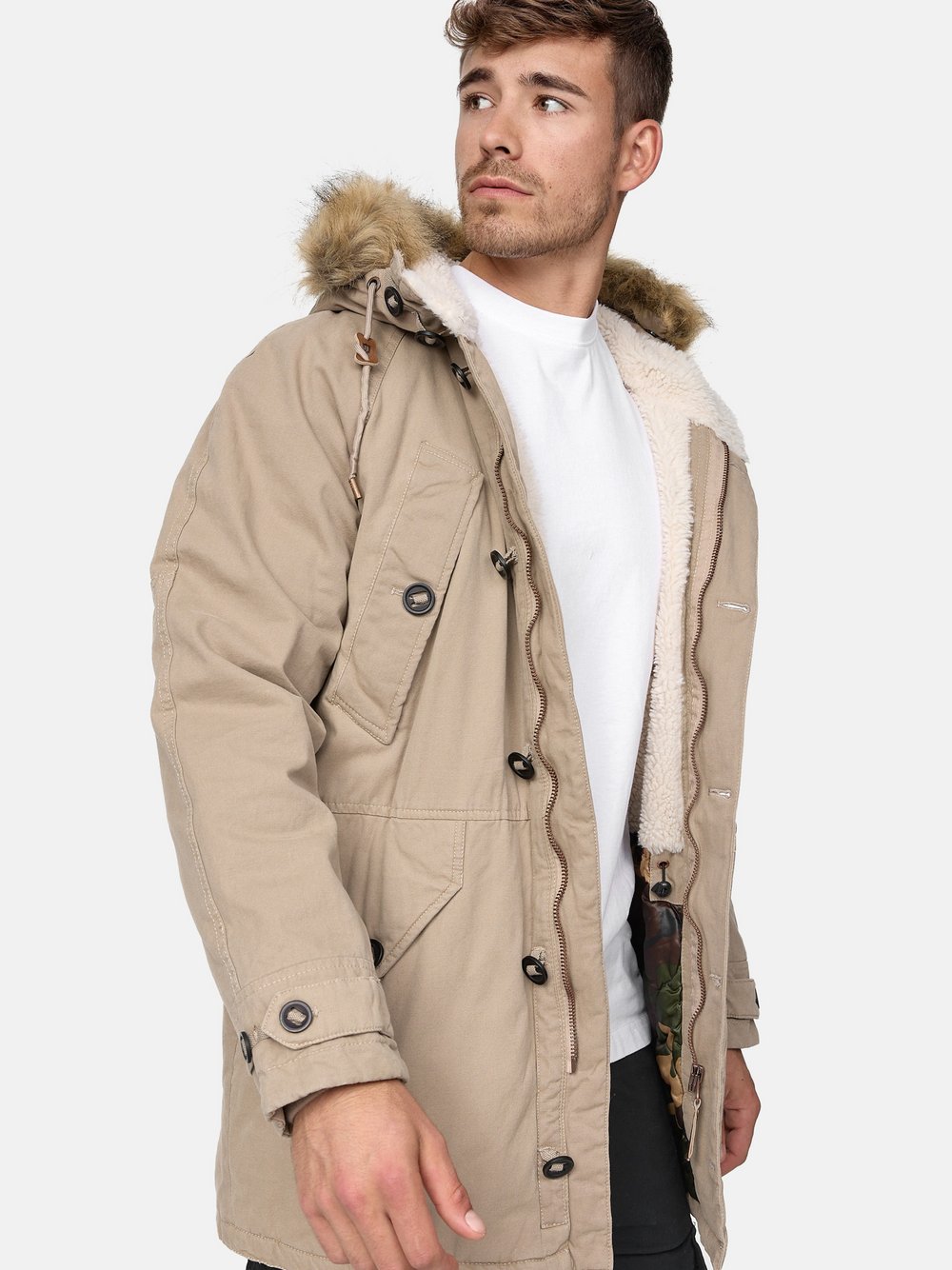 Indicode Parka Herren Baumwolle grau, L