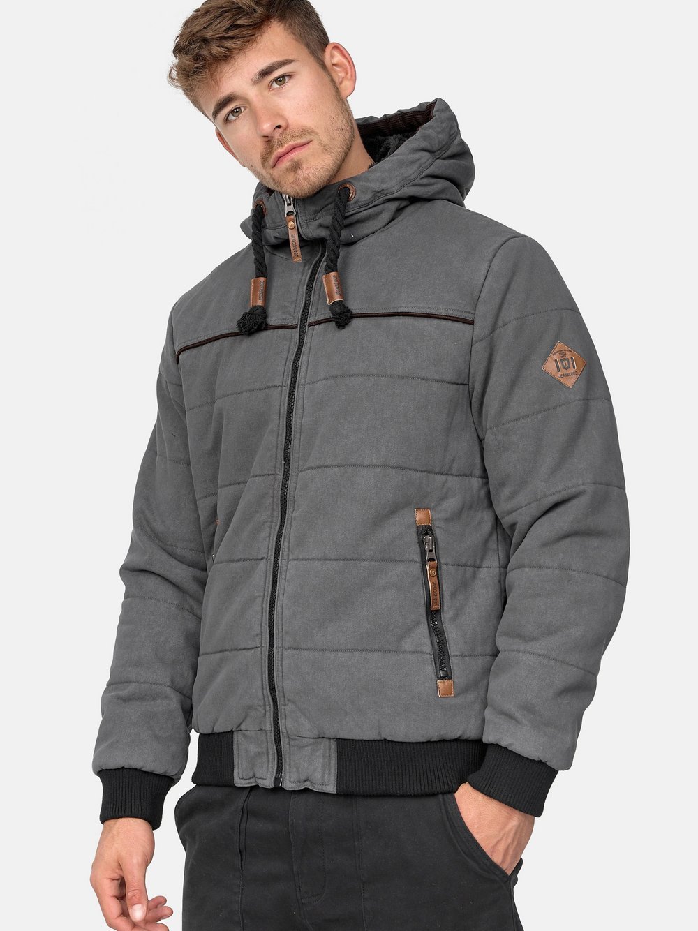 Indicode Winterjacke Herren Baumwolle grau, S