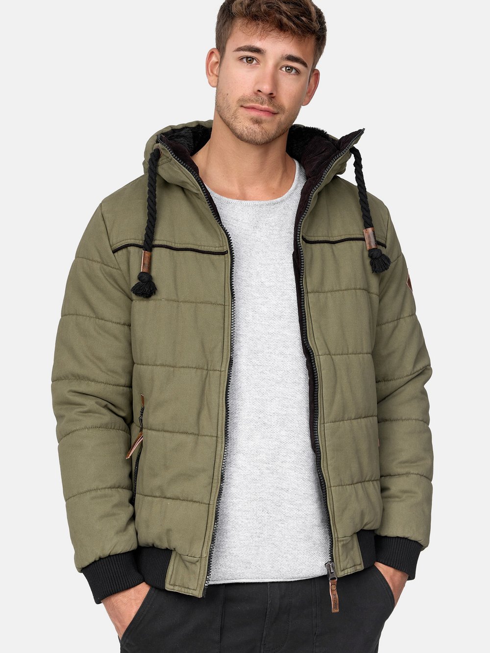 Indicode Winterjacke Herren Baumwolle grün, M