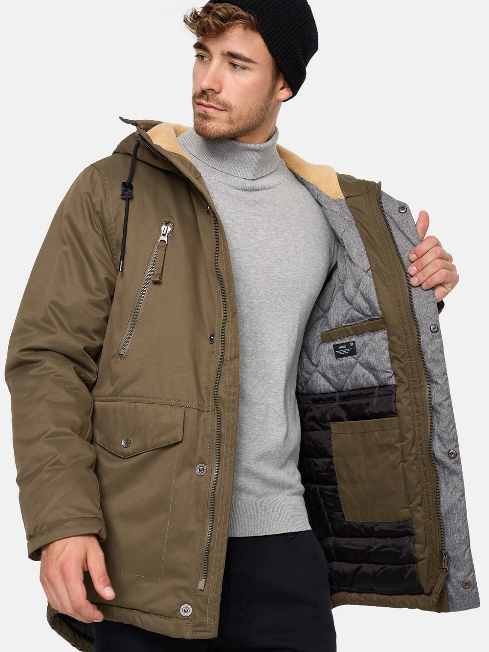 Indicode Parka Herren Baumwolle grün, L