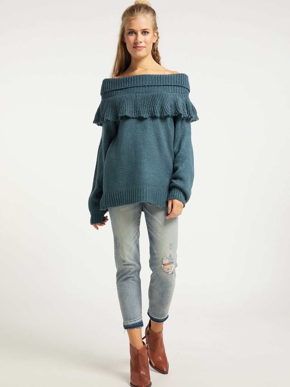 Usha Strickpullover Damen blau, M/L