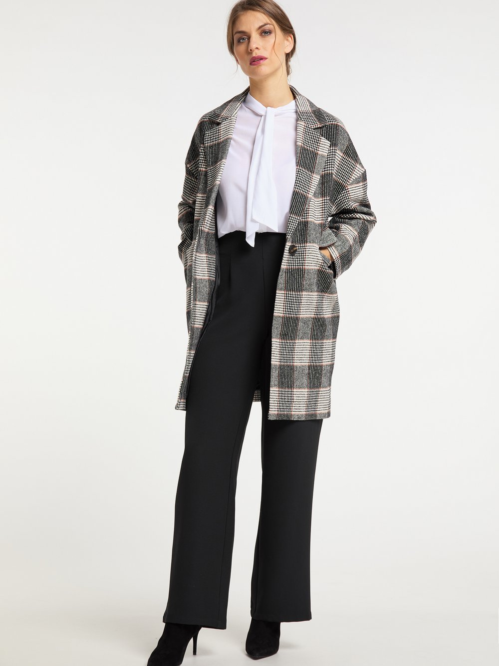Usha Glencheck Mantel Damen grau kariert, XL