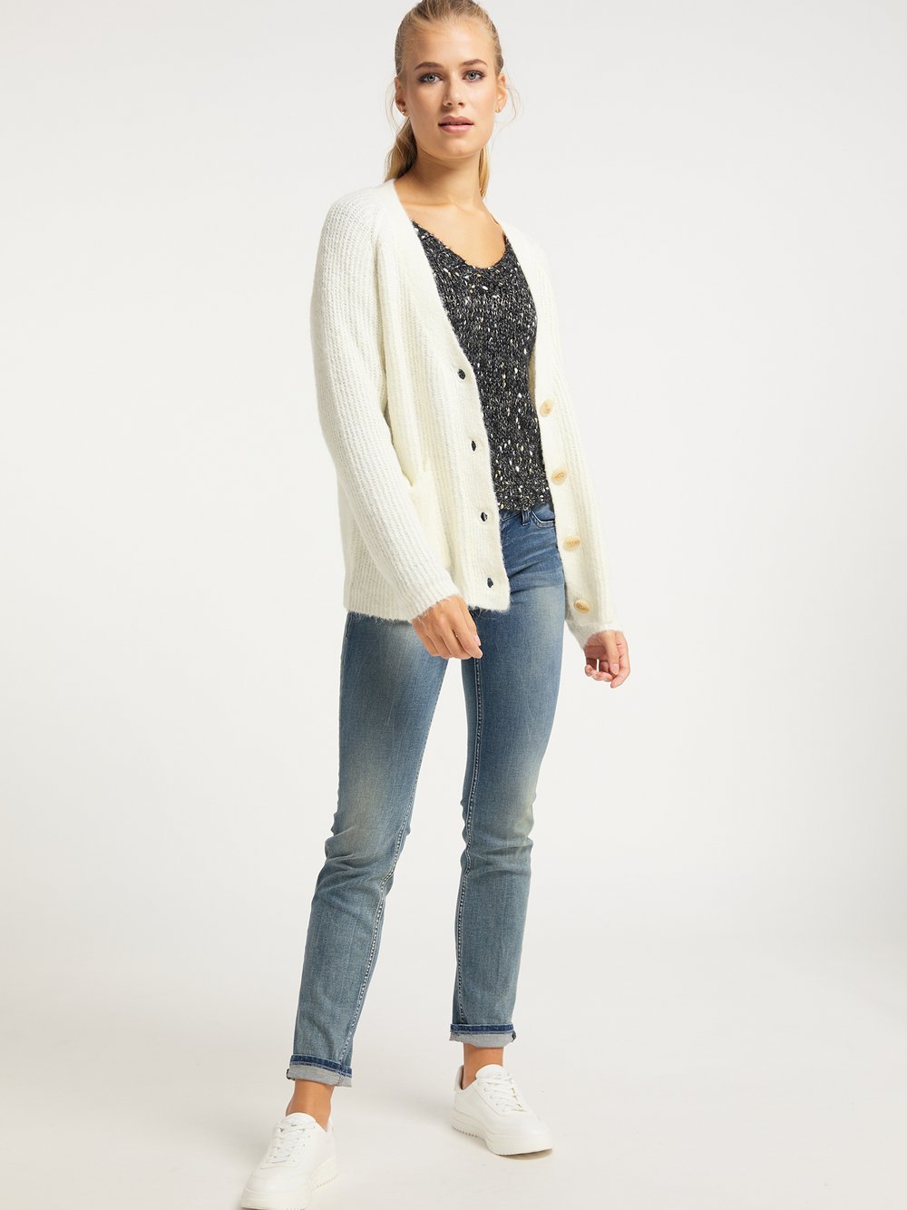 Usha Cardigan Damen weiß meliert, M/L