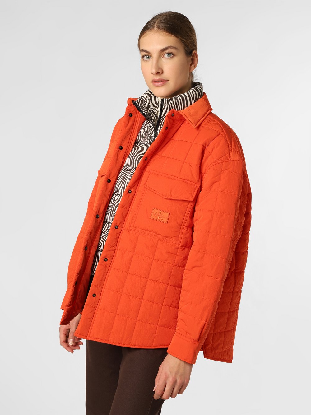 Calvin Klein Jeans - Damska kurtka pikowana, pomarańczowy