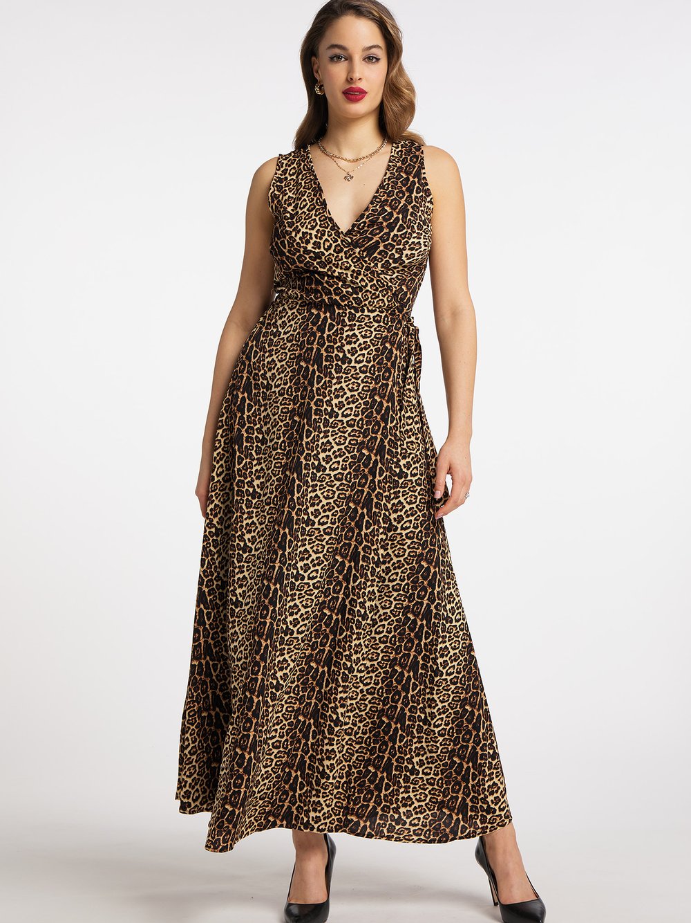 Faina Maxikleid mit Leoprint Damen beige gemustert, M