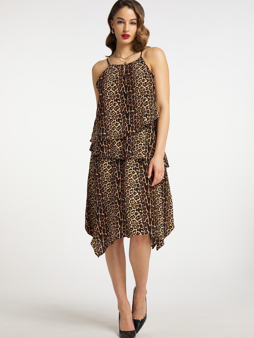 Faina Kleid mit Leoprint Damen beige gemustert, XS