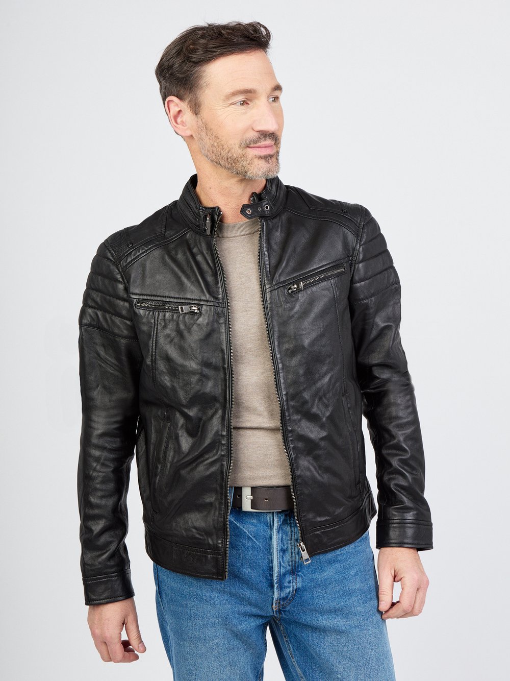 Thumbnail - JCC Lederjacke Herren schwarz, 48
