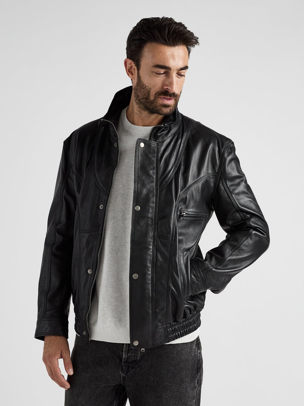 Thumbnail - JCC Lederjacke Herren schwarz, 52