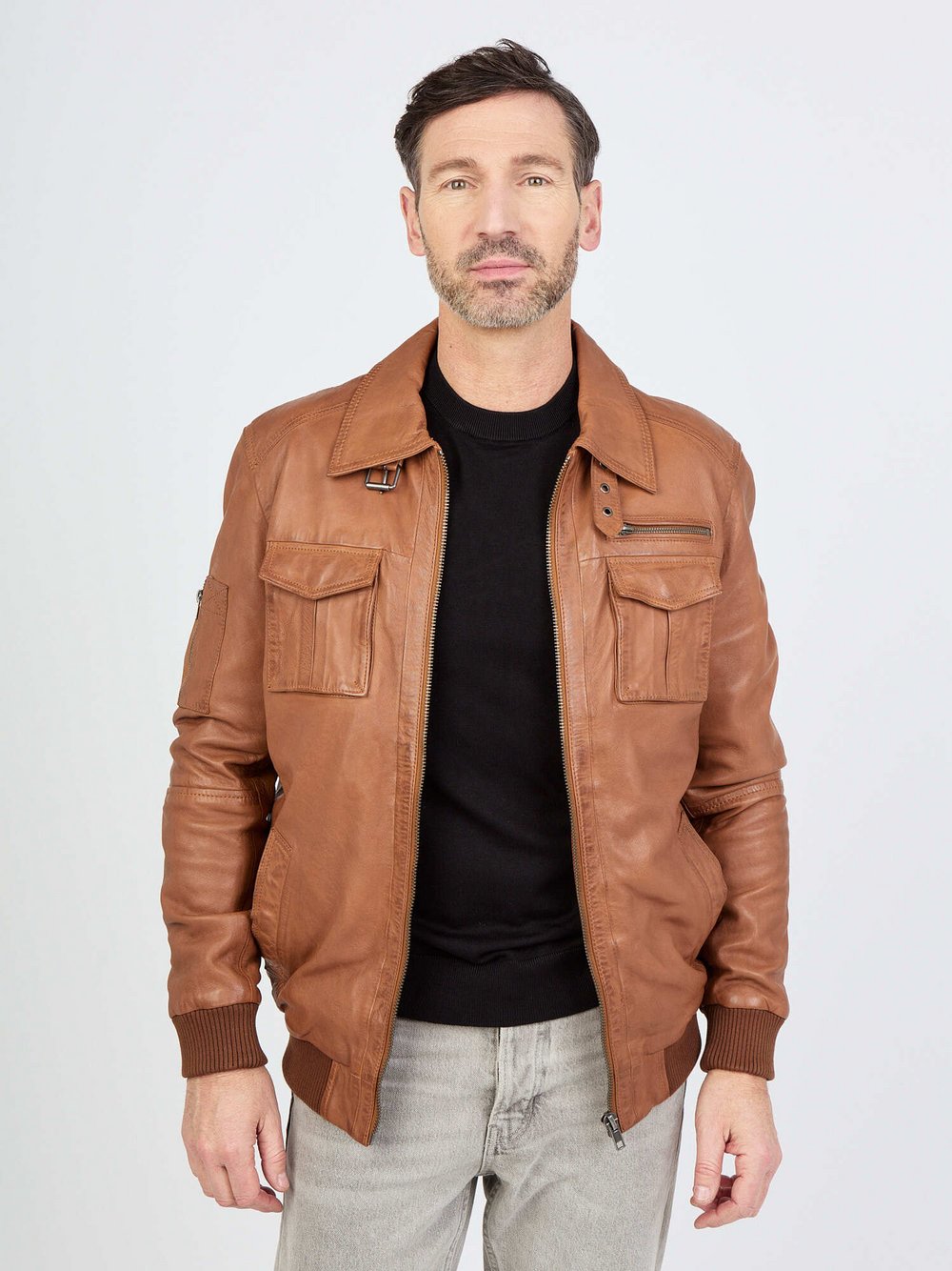 Thumbnail - JCC Lederblouson Herren braun, L