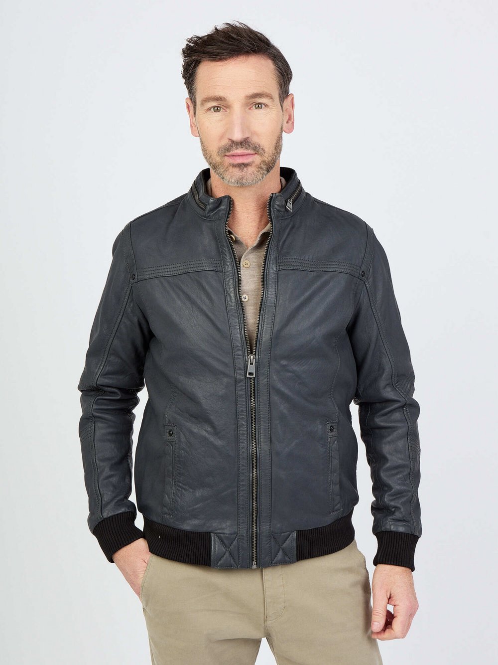 JCC Lederblouson Herren grau, XXL